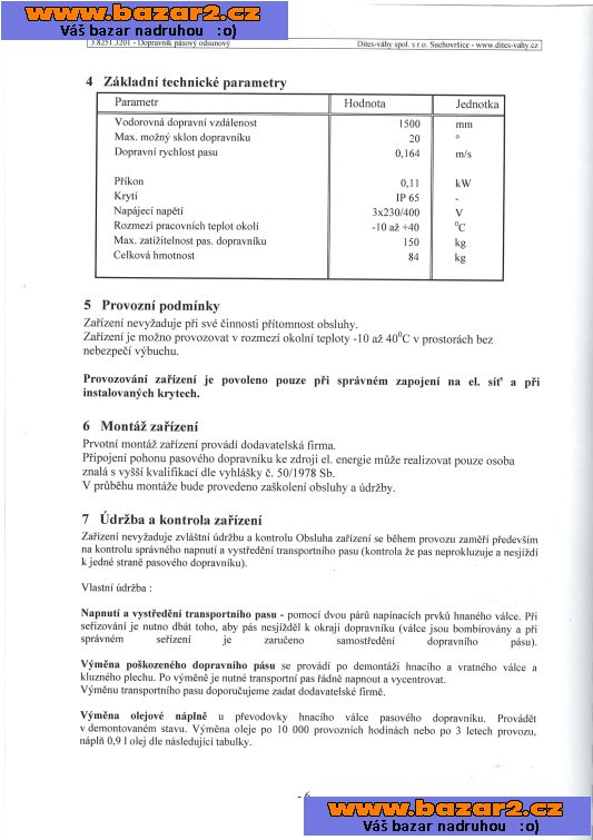 Nastavitelný dopravníkový pás M270/1500